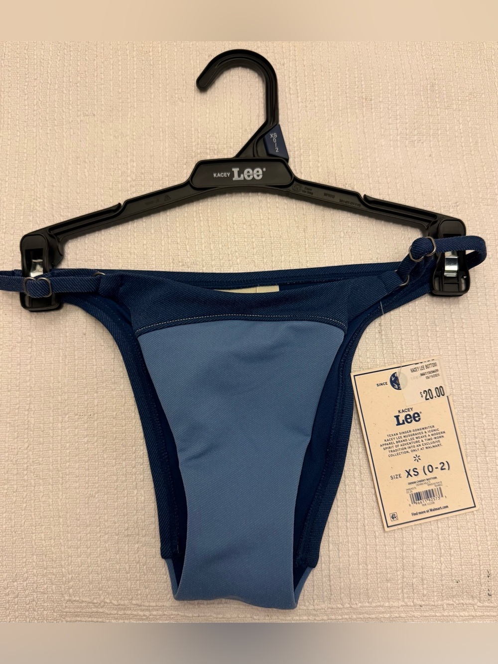 Kacey Lee Two-Tone Blue Women's Bikini Bottom Size XS 0-2